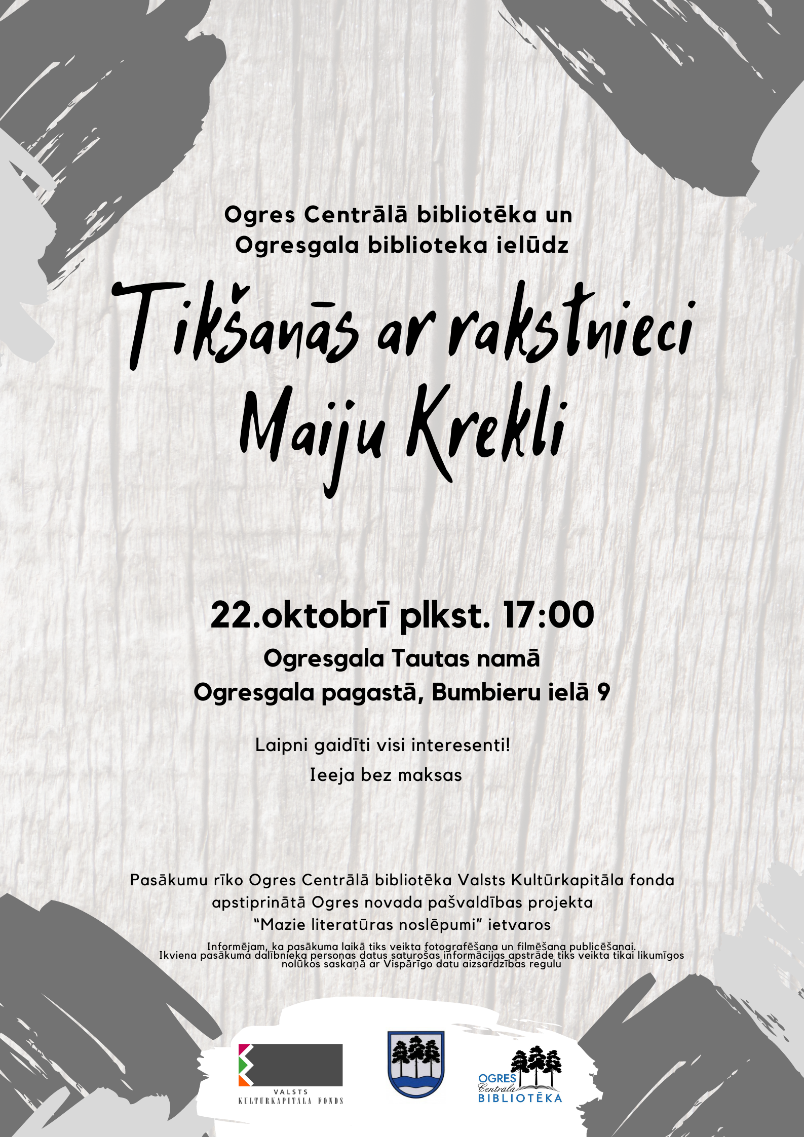 Aicinām Uz Tikšanos Ar Rakstnieci Maiju Krekli