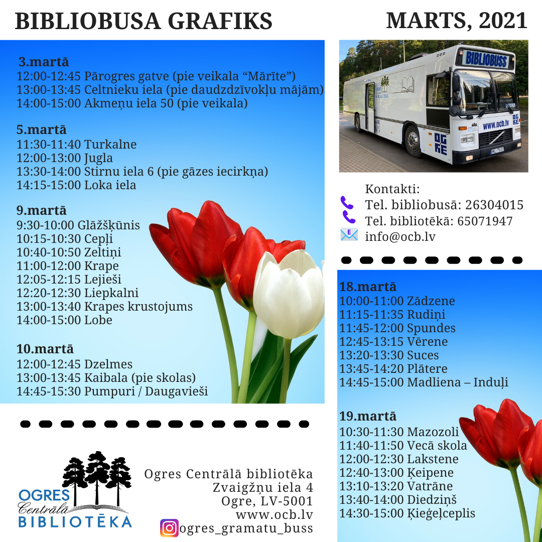 Bibliobusa Grafiks Martā