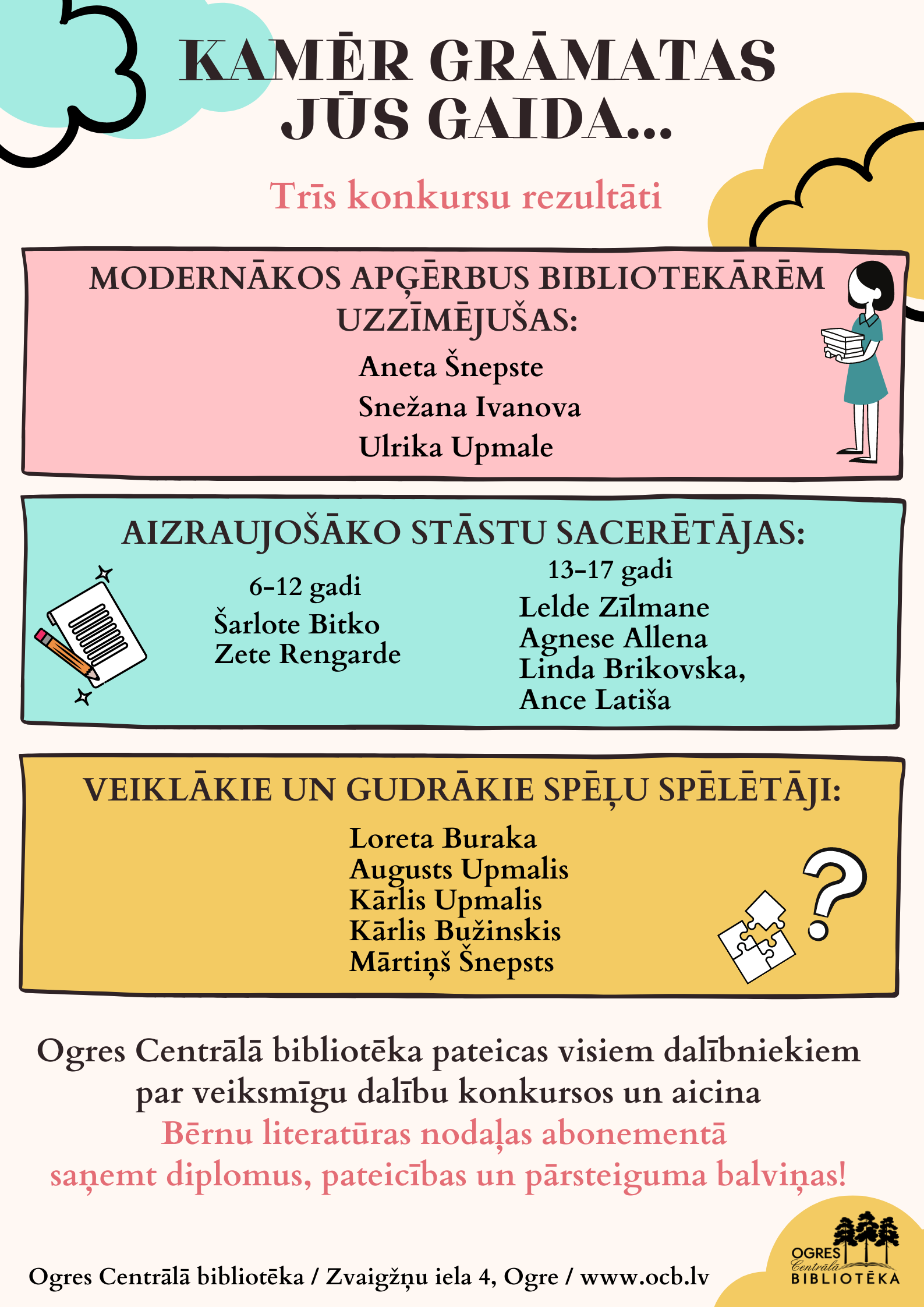 Noslēgušies Konkursi Bērniem “Kamēr Grāmatas Jūs Gaida…”