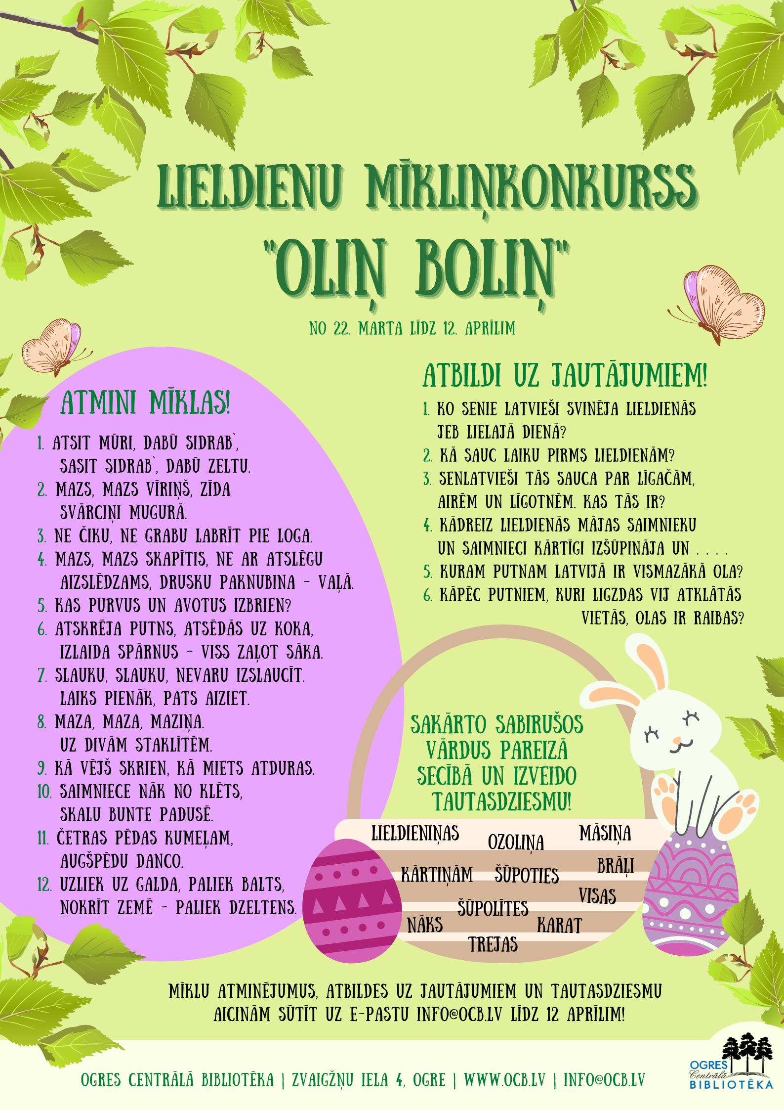 Vēl Līdz 12.aprīlim Lieldienu Mīkliņkonkurss Mazajiem